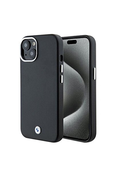 BMW Husă pentru iPhone 15 Plus - BMW Leather Signature Wrapped Metal MagSafe ...