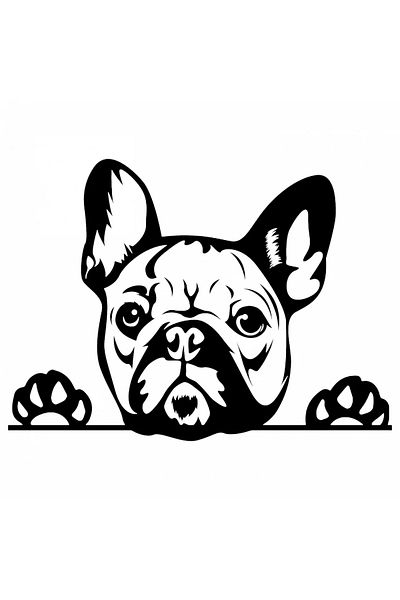 INOVATIX Set de 8 piese, autocolant rasa câine Bulldog Francez atent, INOVATIX®. 6 cm