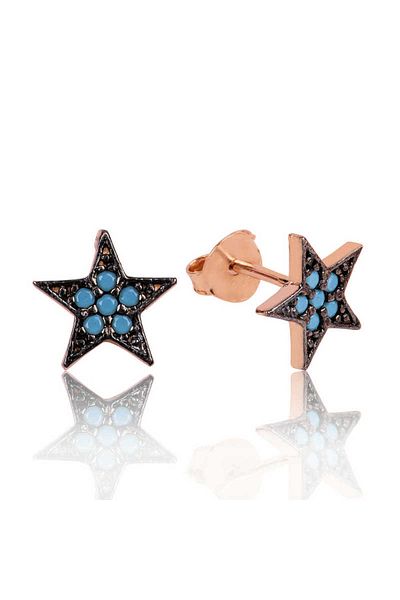 norsary Silver Blue Stone Star Studded Earrings