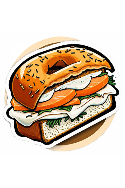 INOVATIX Set de 8 bucăți, autocolant covrig cu șuncă și brânză, INOVATIX®. 6 cm