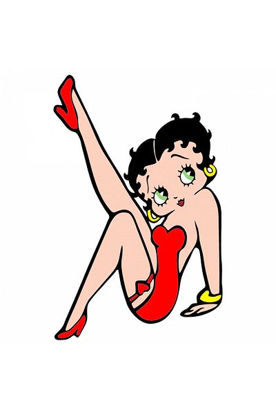 INOVATIX Set de 8 piese, autocolant Betty Boop cu piciorușul în sus, INOVATIX®. 6 cm