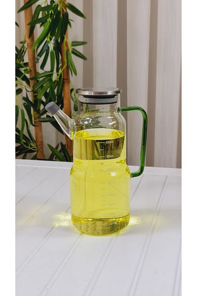 behila Como Metal Covered 1000 ml Borosilicate Glass Oil/Circle Sippy Oil Pot 2 Pieces
