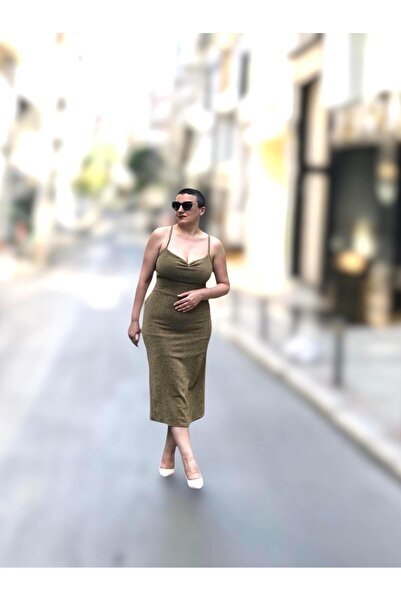 wisteriA DEGAJE YAKA DRAPELİ MİDİ BOY ABİYE