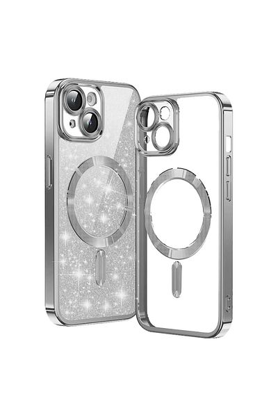 Techsuit IPhone 14 Case - Techsuit Luxury Glitter MagSafe - Silver