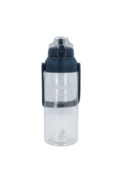 manna Chugger XL BPA-Free Water Bottle with Handle Clear and Dark Blue 2 Liter