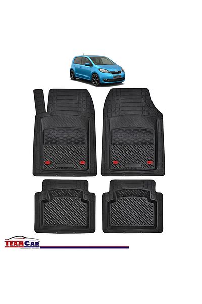 TEAMCAR ® Car Mats Tray Type Compatible Skoda Citigo (2011–2020) Black Durable Material