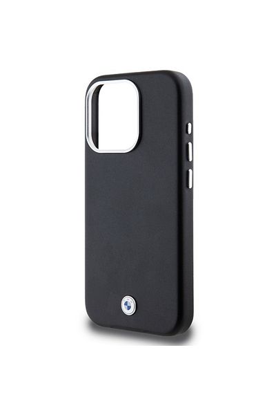 BMW Husă pentru iPhone 15 Pro - BMW Leather Signature Wrapped Metal MagSafe (BMHMP15L23PUFWK) - Negru