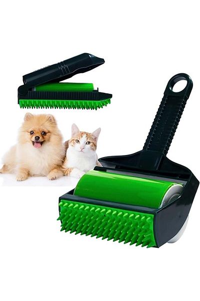 Karll Pet hair roller, silicone/plastic, reusable, black/green