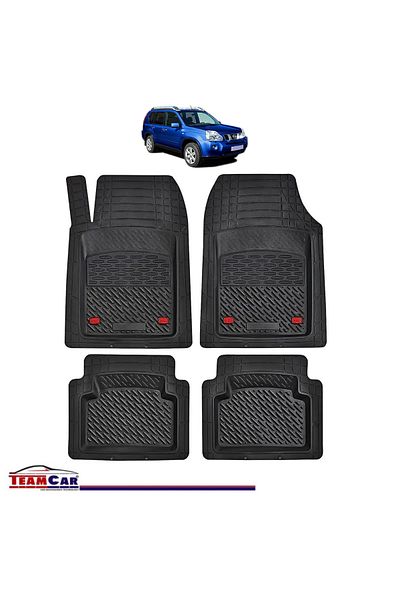 TEAMCAR ® Car Mats Tray Type Compatible Nissan X-Trail T31 (2007–2013) Black Durable Material