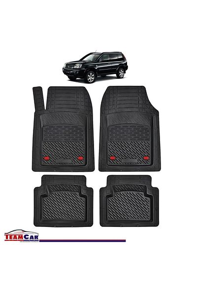 TEAMCAR ® Car Mats Tray Type Compatible Nissan X-Trail T30 (2001–2007) Black Durable Material