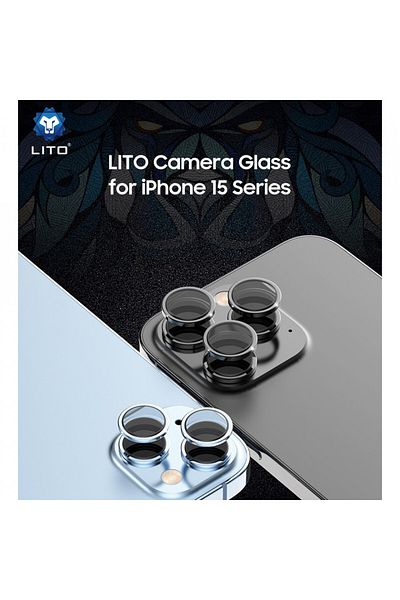 Lito Folie de protecție pentru iPhone 15 Pro / iPhone 15 Pro Max - Lito S+ - sticlă de protecție pentru cameră - albastru titan