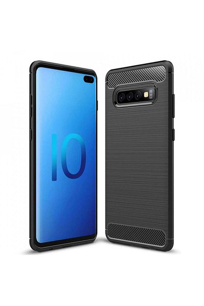 Techsuit Samsung Galaxy S10 Plus Case - Techsuit Carbon Silicone - Black