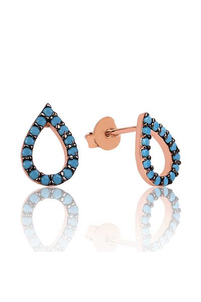 norsary Silver Turquoise Jewelled Love Drop Earrings