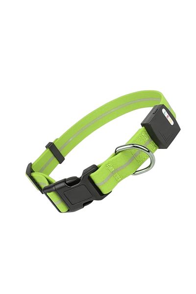 Karll LED dog collar, textile/plastic, green/black, size M