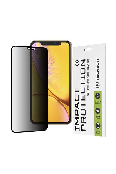 Techsuit IPhone XR / iPhone 11 Screen Protector - Techsuit 111D Privacy Full Glue - Black