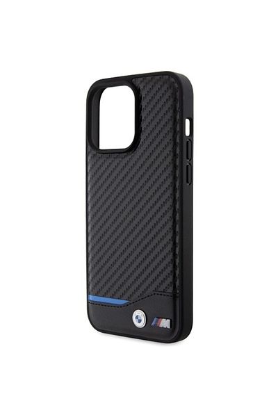 BMW IPhone 15 Pro Max Case - BMW Leather Carbon (BMHCP15X22NBCK) - Black