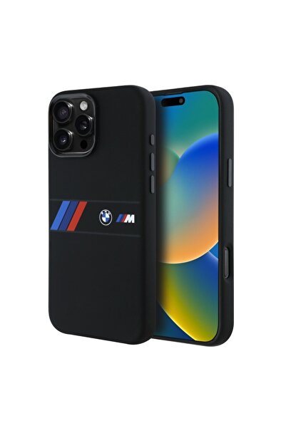 BMW Carcasă pentru iPhone 16 Pro Max - BMW Hardcase Silicone cu dungi central...