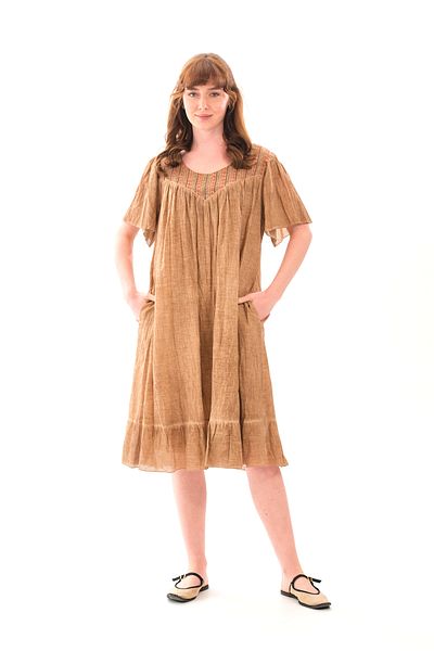 Butik Esra Kandemir Summer Cotton Washable Fabric Lined Large Size Dress - 1059
