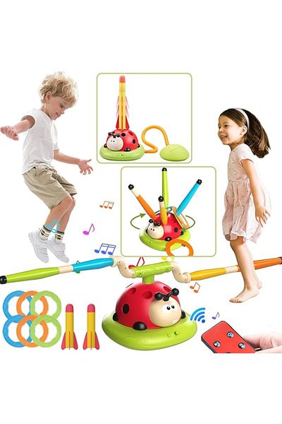 Iram 3 In 1 Rocket Launcher Toy With Musical Jump And Toss Ring Game