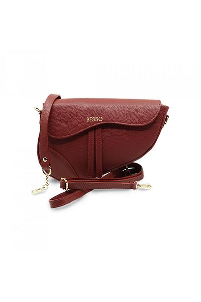 BESSO Iconica Dark Cherry genuine leather handbag
