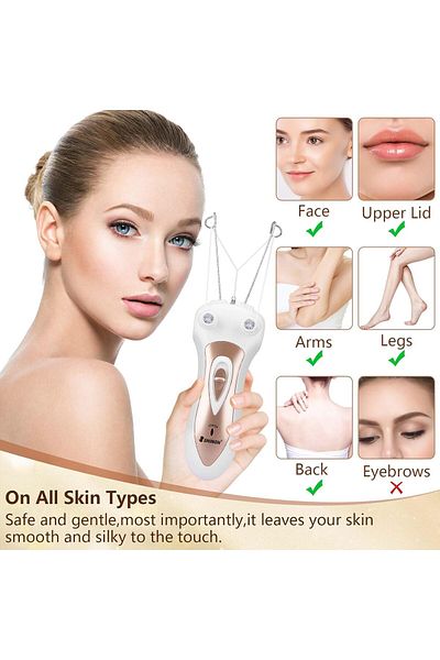 fulina Electric Facial Hair Remover,Ladies Beauty Epilator Trimmer Facial (gold)