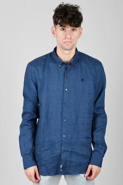 Timberland MILL BROOK Men's Navy Blue Linen Shirt - TB0A2DC3
