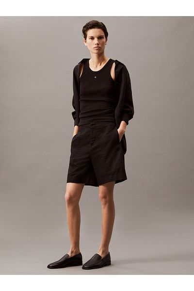 Calvin Klein Women Black Soft Linen Shorts