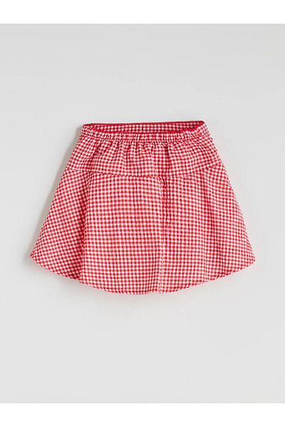 LC Waikiki Lcw Kids Red Elastic Waist Plaid Girl Shorts Skirt