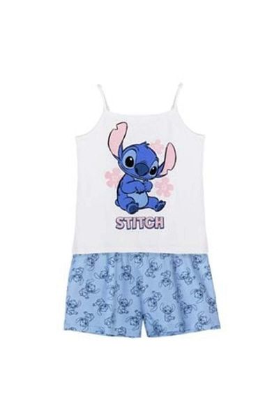 Lilo & Stitch Set pijamale din bumbac alb albastru cusătură pentru femei