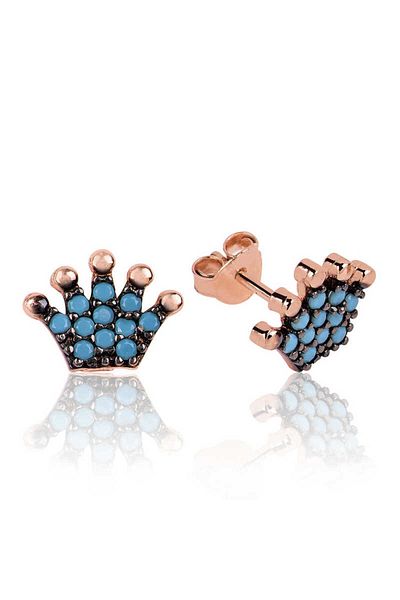 norsary Silver Queen Crown Studded Earrings