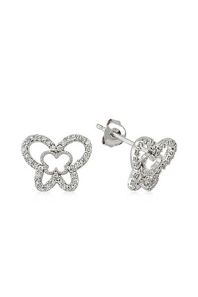 norsary Silver Studded Butterfly Earrings