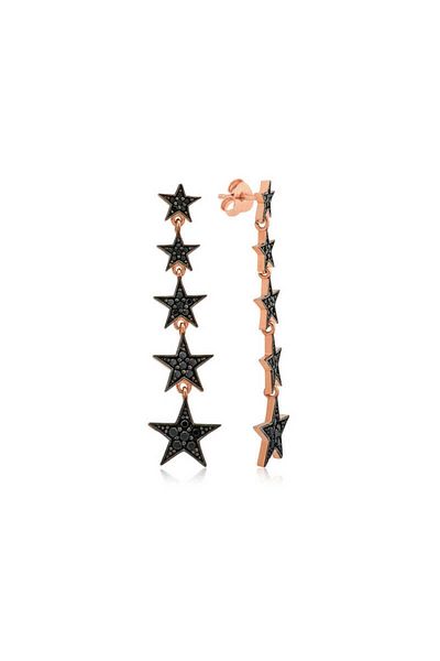 norsary Silver Black Shooting Stars Earrings