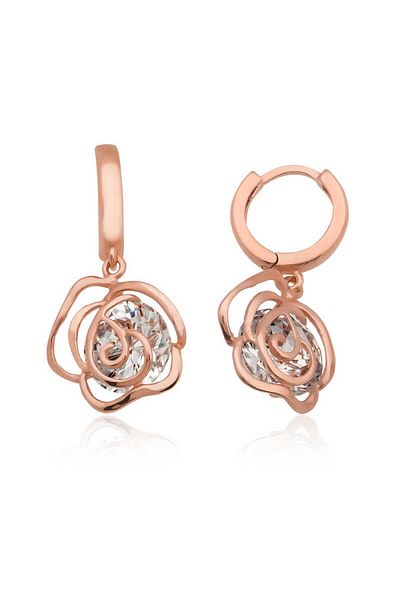 norsary Silver Dangle Rose Earrings