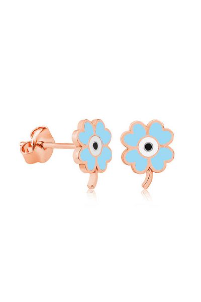 norsary Silver Phosphorescent Blue Clover Earrings