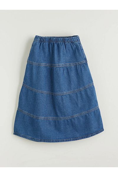 LC Waikiki LCW Kids Fusta Jeans pentru fete cu talie elastică Indigo