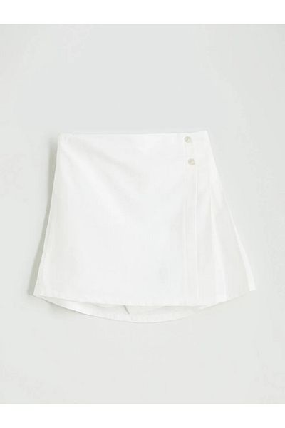 LC Waikiki Lcw Kids Ecru Elastic Waist Pleated Girl's Short Skirt