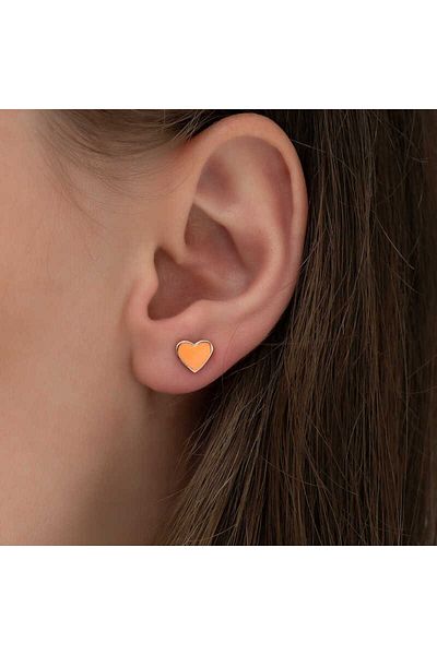 norsary Silver Phosphorescent Orange Heart Earrings