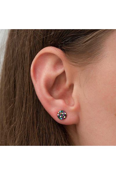 norsary Silver Mix Jewelled Circle Earrings