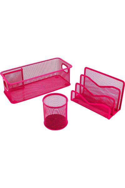 Roco Desk Set – 3 Components, Mesh, Pink