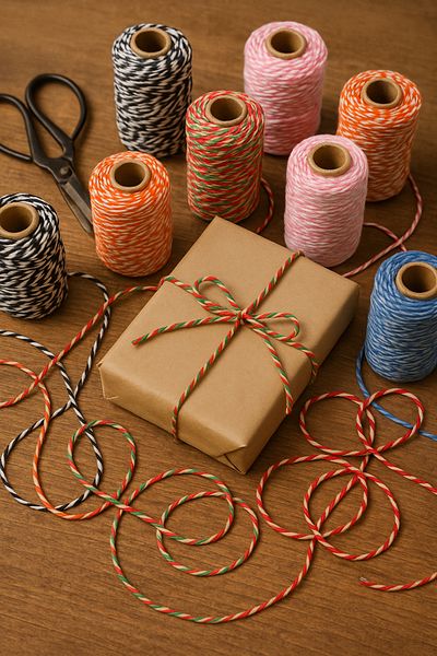 OLİ Art Black White Cotton Packaging String 200 Meters Cotton Package String 200m