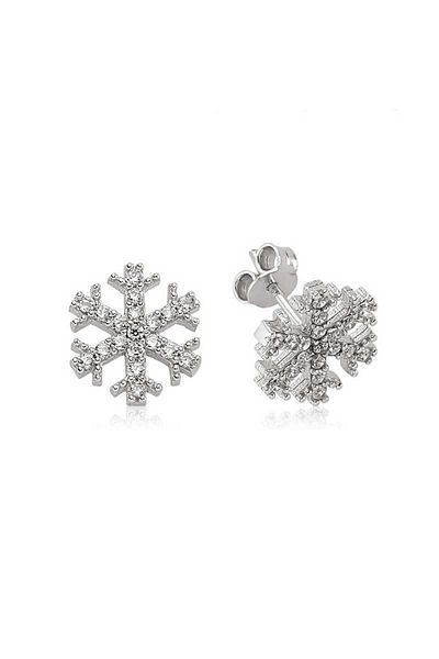 norsary Silver Snowflake Stud Earrings