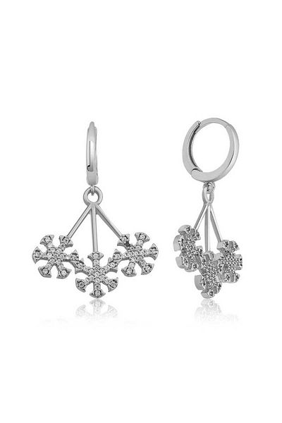 norsary Silver Three Snowflake Earrings
