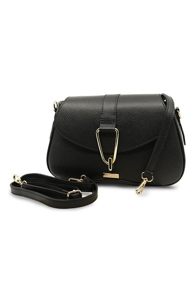 BESSO Incanto Sottile Black Genuine Leather Shoulder Bag