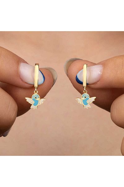 norsary Silver Gold Blue Colored Dangle Bird Women's Earrings