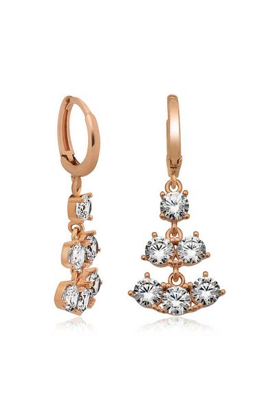 norsary Silver Row Stone Earrings