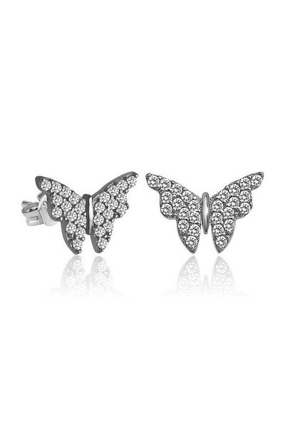norsary Silver White Butterfly Earrings