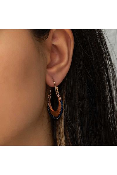 norsary Silver Dark Blue Jewelled Bohemian Earrings