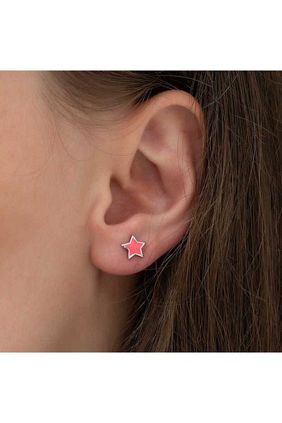norsary Silver Phosphorescent Pink Star Earrings