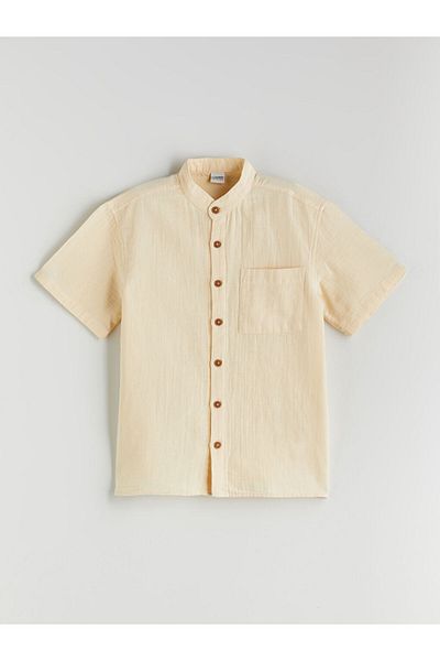 LC Waikiki Lcw Kids Beige Judge Collar Muslin Boy Shirt S5Qq58Z4Nvy25