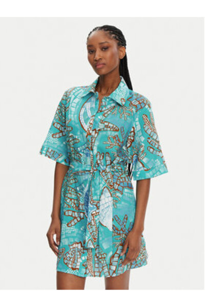 Seafolly Rochie tip cămașă pentru femei 55422-DR turcoaz